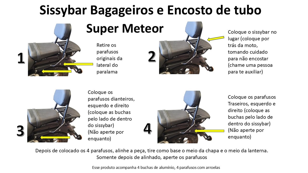 Sissybares Bagageiros Encostos Fixos de Tubo