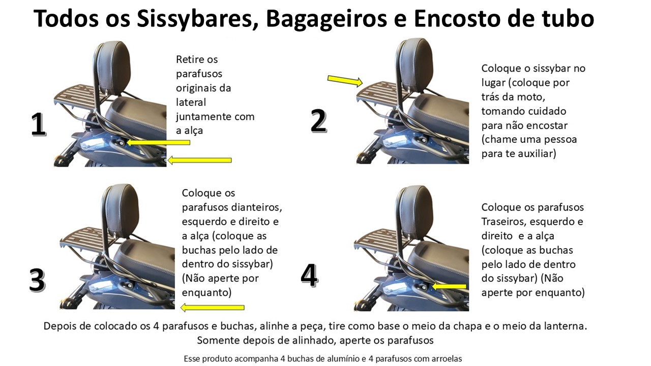Sissybar Bagageiro e Encosto Fixo Tubo - Classic 650