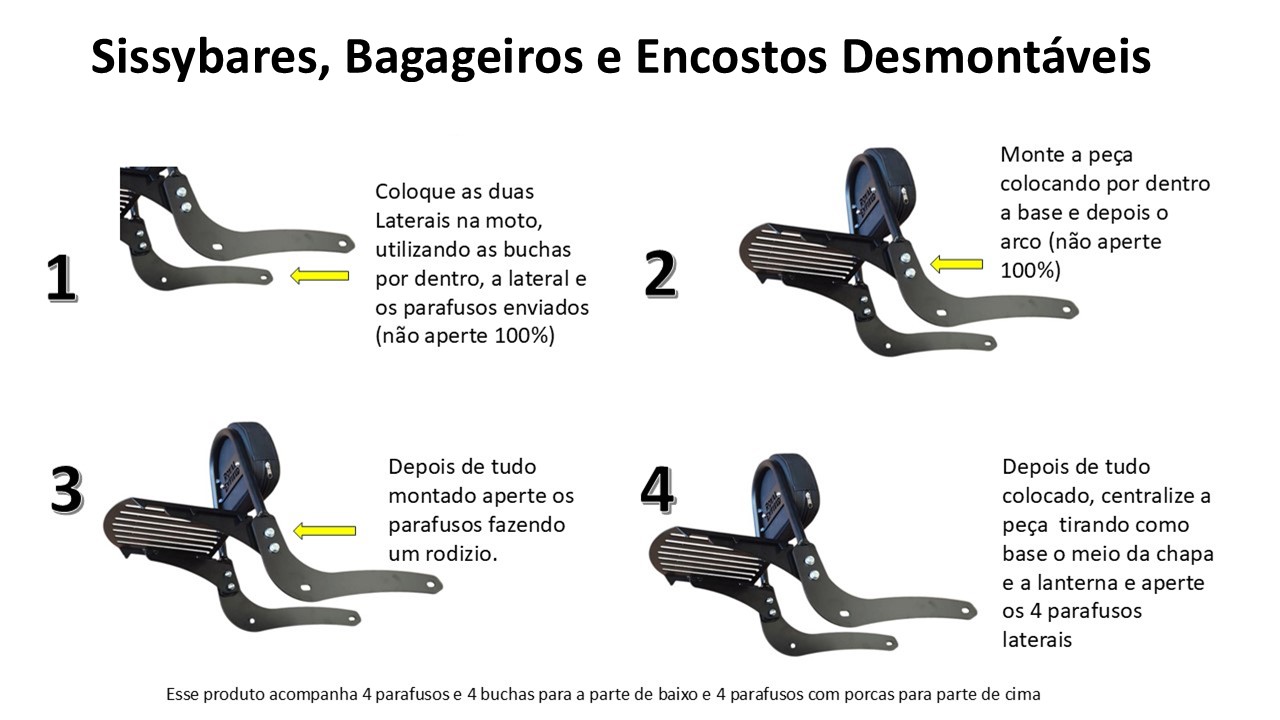 Sissybar Bagageiro e Encosto Desmontável Interestellar 650